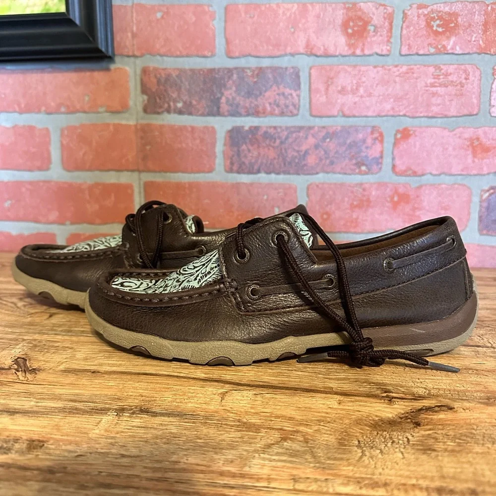 NWT Twisted X Women’s Turquoise Tooled Boat Shoes Size 7.5 - Picture 9 of 9
